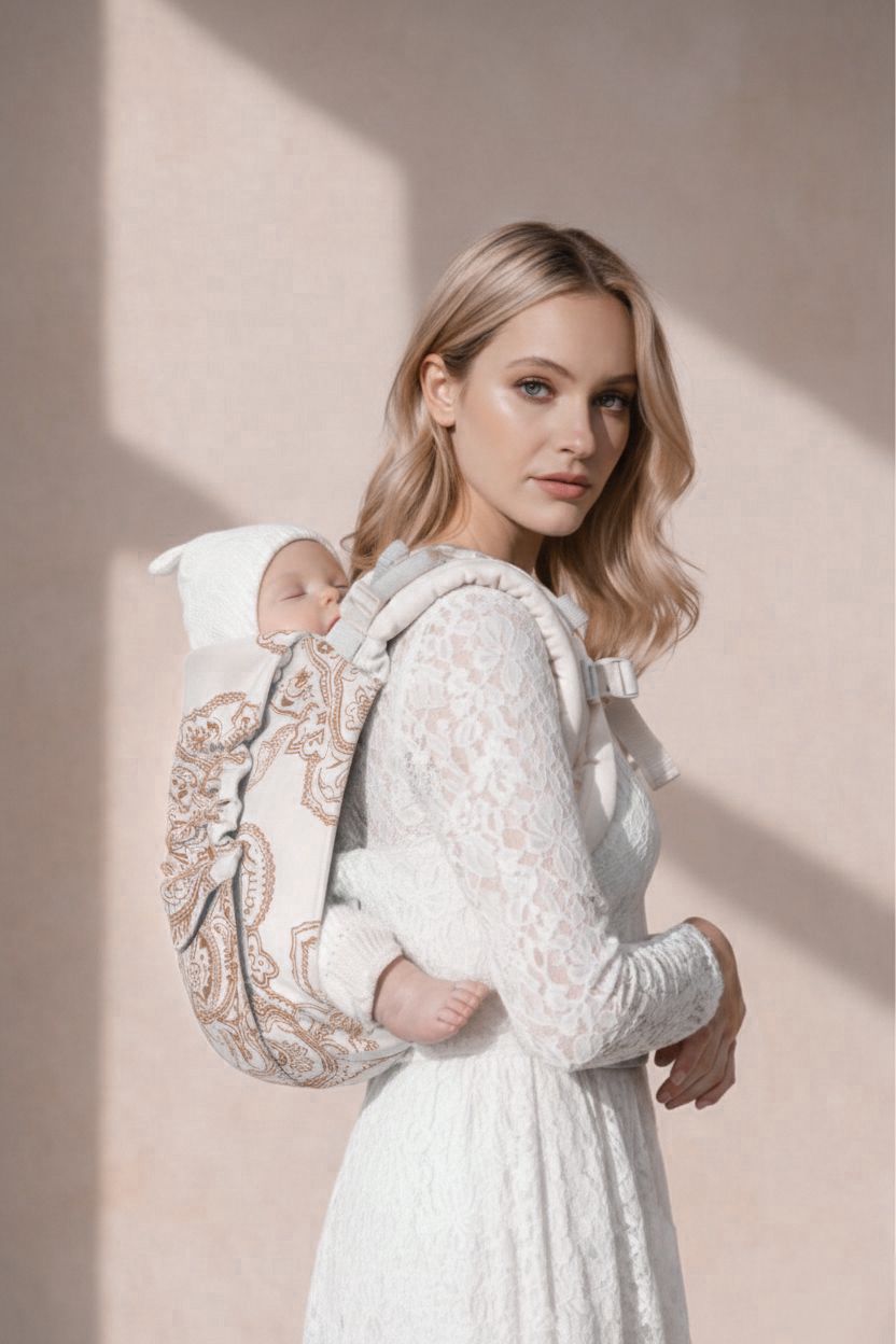 portador de bebê Onbu Mandala Café com leite